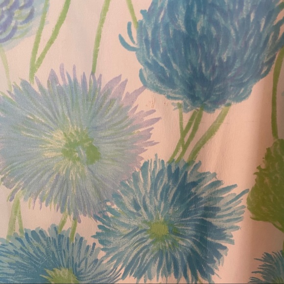 VTG 60’s Sheath Dress Size Large Blue Green Floral - Picture 4 of 9